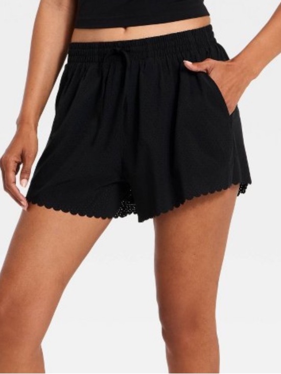 all in motion Pants - all in motion mid rise perforated scallop edge run shorts 3" NWT k